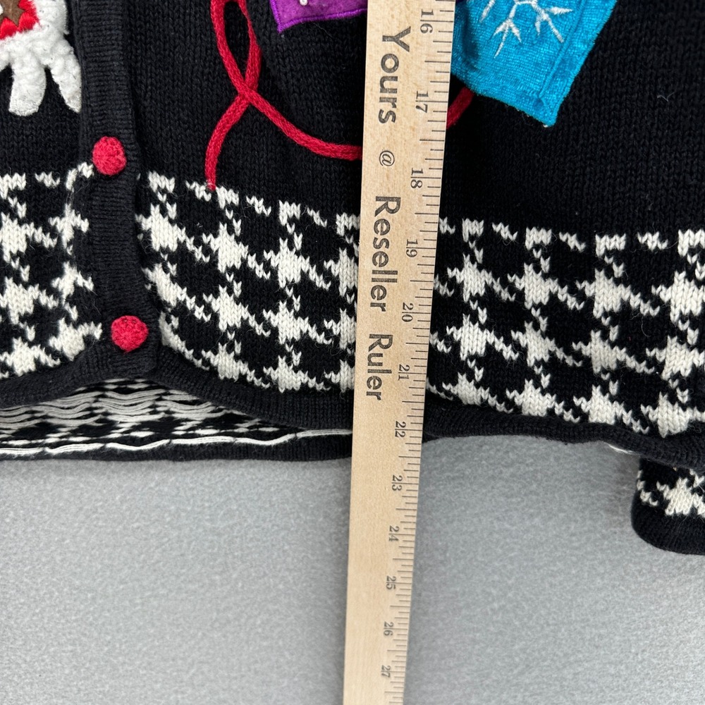 90s Designers Originals Studio Joy Scottie Dog Christmas Cardigan Houndstooth S - Picture 6 of 9